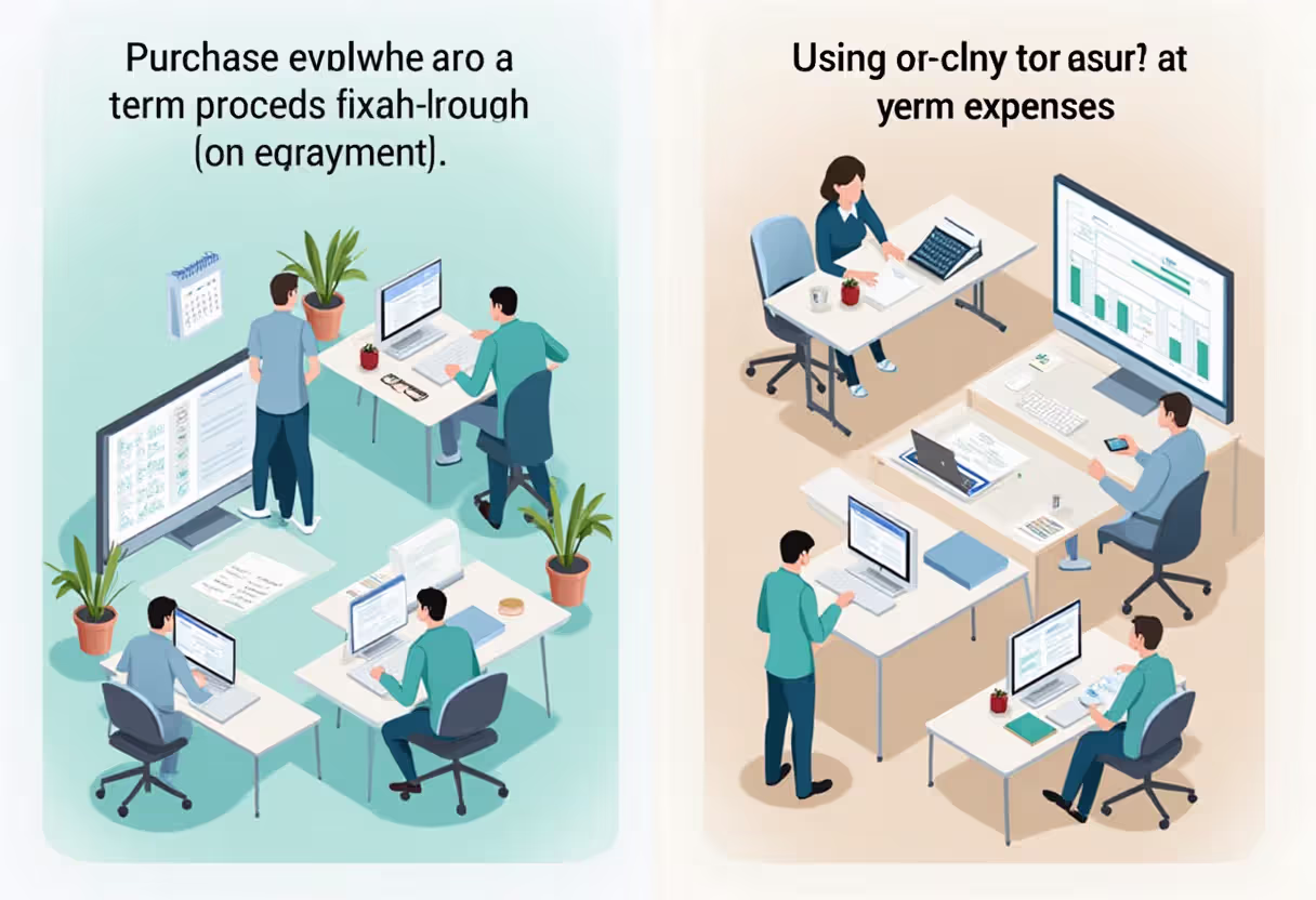 Side-by-side comparison of equipment financing with a term loan and short-term borrowing with a credit line