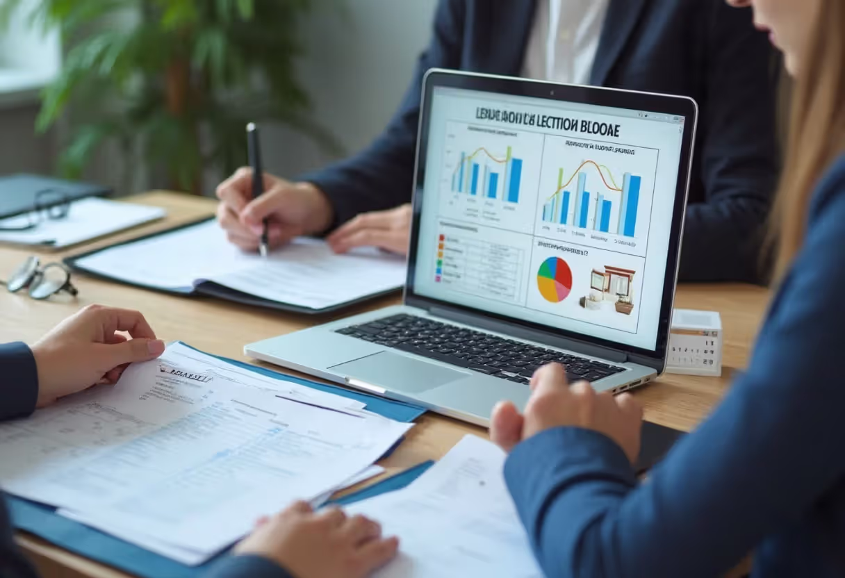 Bank officer reviewing small business loan application documents