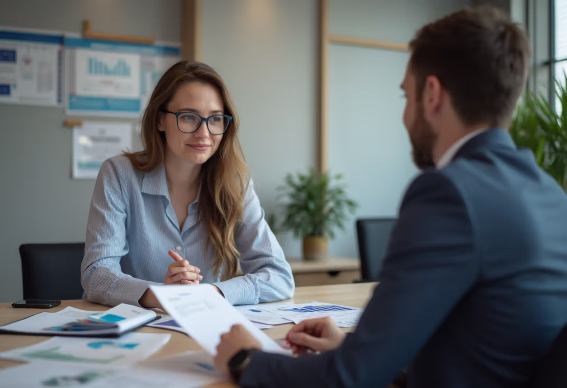 Small business owner meeting with a bank representative about SBA financing
