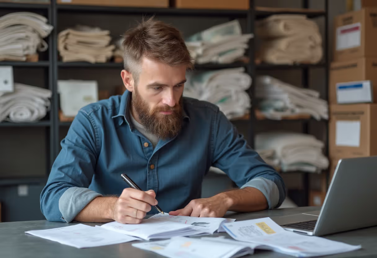 Small manufacturer comparing orders, bills, and available cash