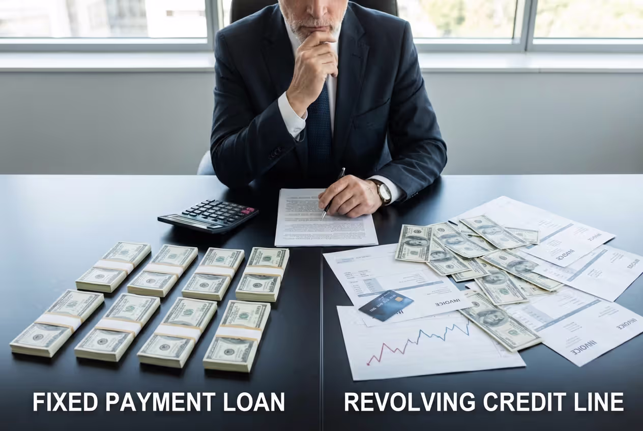 Variable-rate HELOC concept with homeowner reviewing changing interest costs