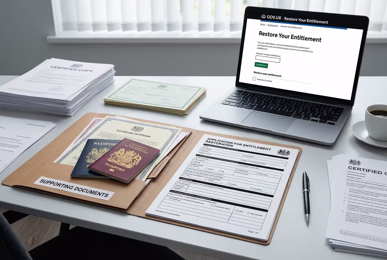 Documents and online form for restoring VA loan entitlement