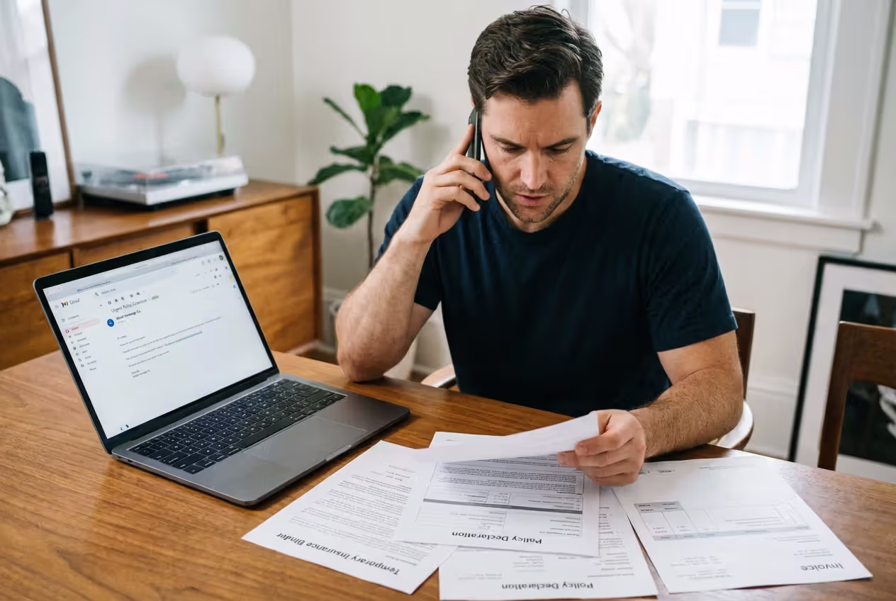 Person calling an insurance agent to extend coverage