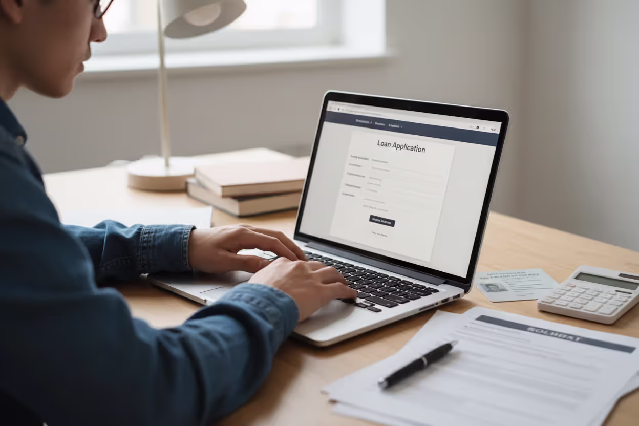 Student applying for a private student loan online\