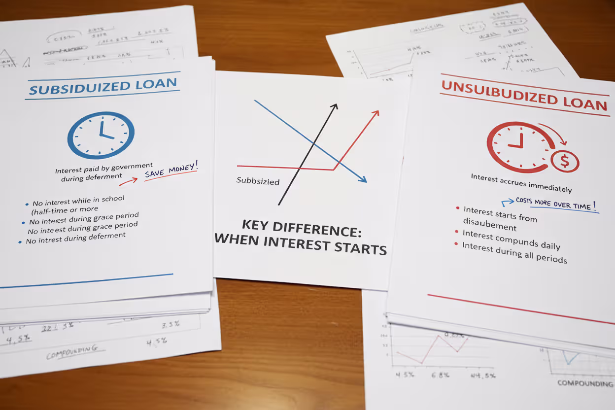 Comparison of subsidized and unsubsidized student loans