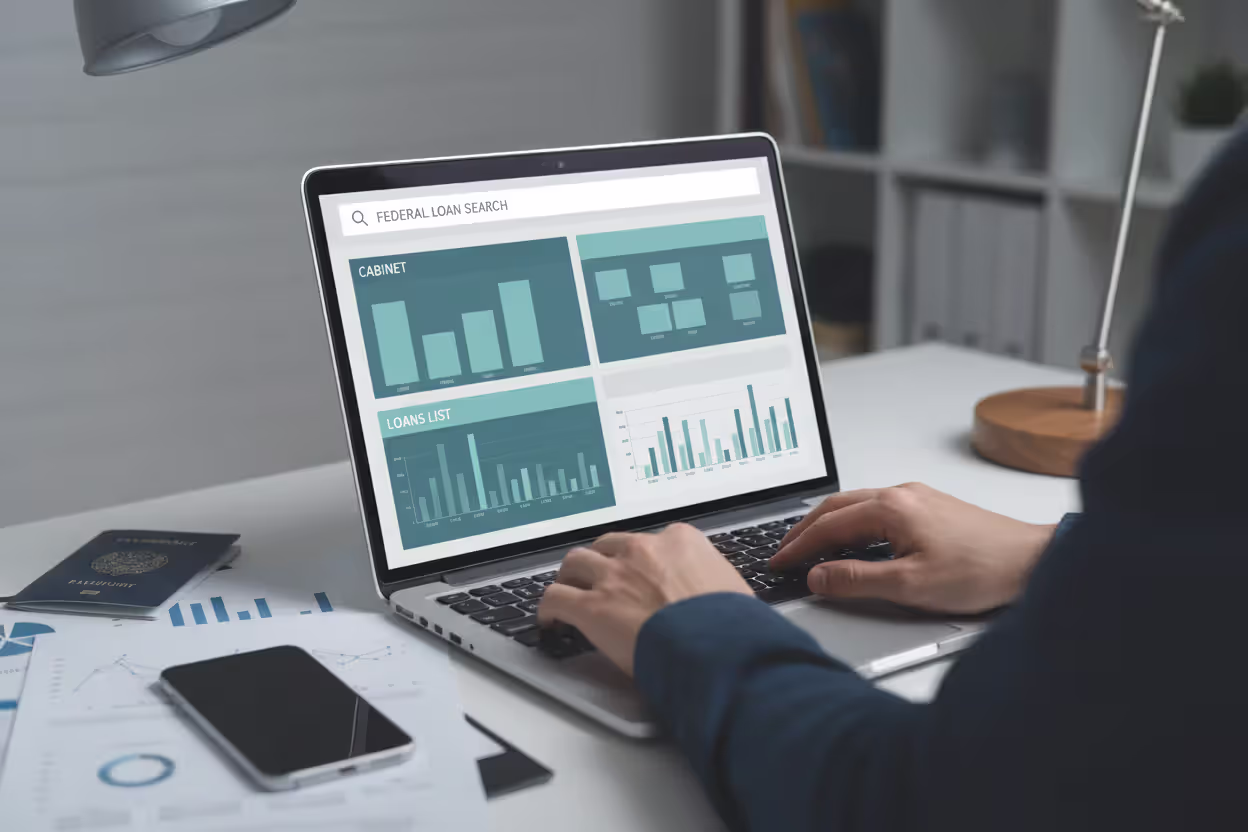 Borrower checking federal student loan servicer information online