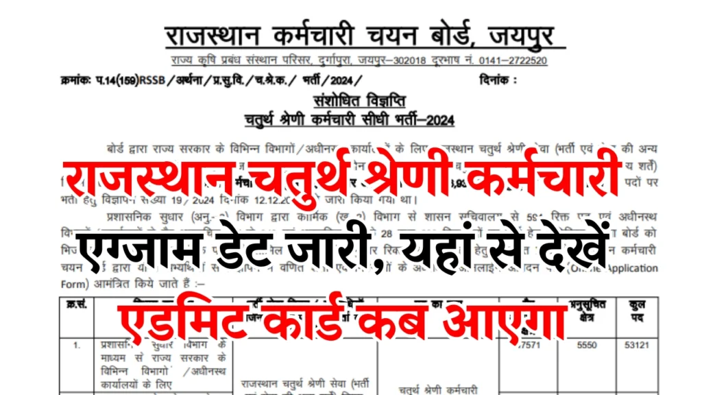 Rajasthan 4th Grade Exam Date 2025